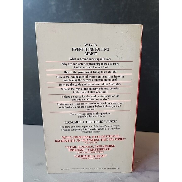 Economics and the Public Purpose by John Kenneth Galbraith (Trade Paperback) - Picture 9 of 10